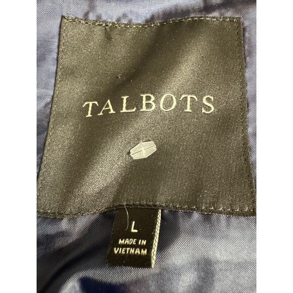Talbots quilted puffer vest blue knit side panels zip & snap close pockets Sz L - Picture 9 of 11